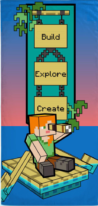 Minecraft Build bath towel, beach towel 70x140cm