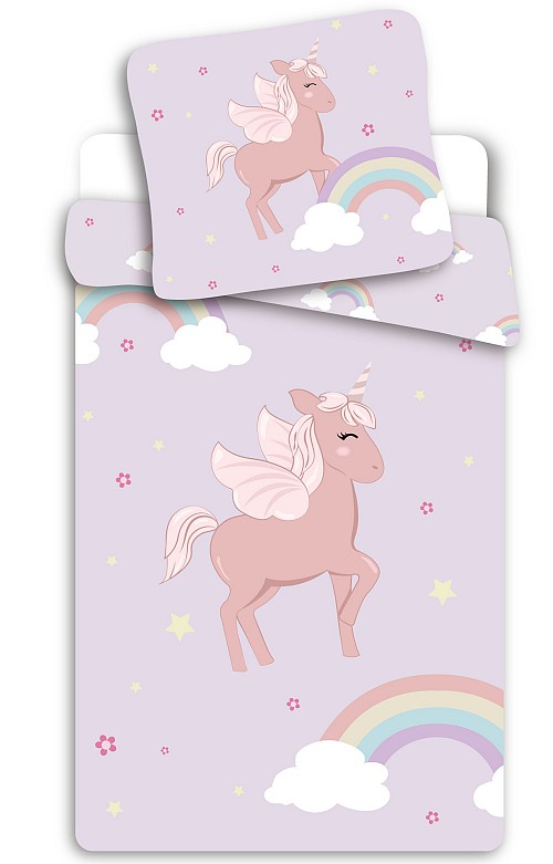Unicorn Cloudy Pink bedding set 140×200cm, 70×90 cm