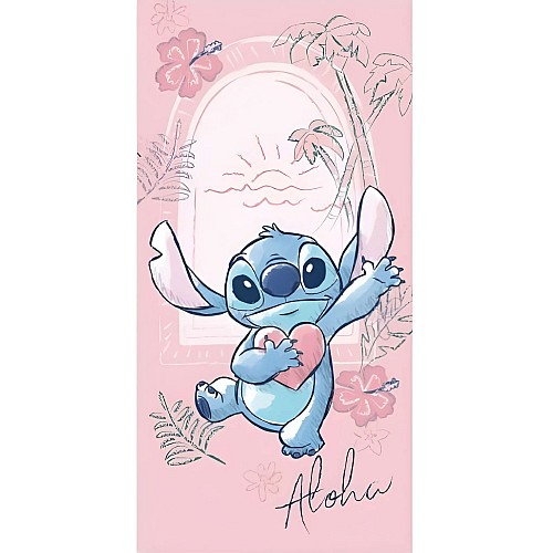 Disney Lilo and Stitch Heart bath towel, beach towel 70x140cm (Fast Dry)