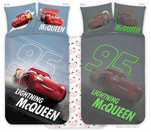 Disney Cars glow-in-the-dark children's bedding set for kindergarten, 100x135cm, 40x60cm