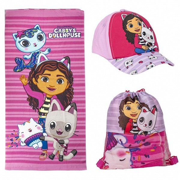 Gabbys Dollhouse Pink towel, gym bag, baseball cap set