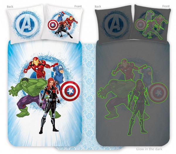 Avengers glow-in-the-dark childrens kindergarten bedding set 100x135cm, 40x60cm