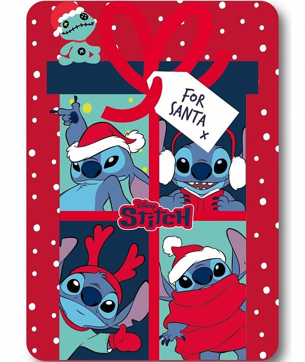 Disney Lilo and Stitch Santa Christmas Polar Fleece Blanket 100x140cm