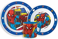 Spiderman Grid dinner set, micro plastic set with mug 265 ml