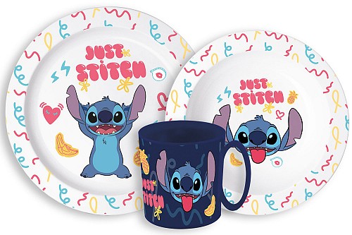 Disney Lilo and Stitch Palms Disney Lilo & Stitch Dinner Set, Microwave Safe Plastic Set with 265 ml Mug