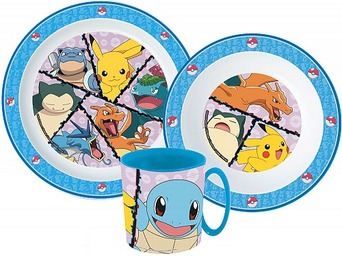 Pokémon dinner set, micro plastic set with mug 265 ml
