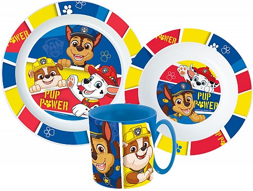 Paw Patrol Pup Power tableware set, micro plastic set with mug 350 ml