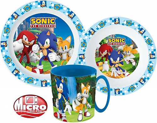 Sonic the Hedgehog dinner set, micro plastic set with 350 ml mug