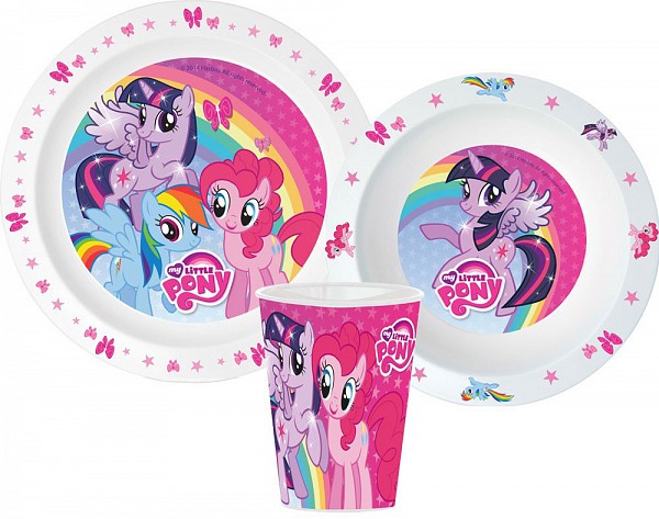My Little Pony dinner set, micro plastic set, cup 260 ml