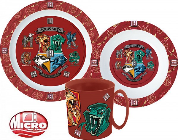 Harry Potter dinner set, micro plastic set with mug 350 ml
