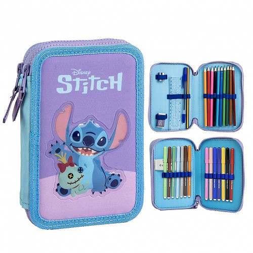 Disney Lilo and Stitch Scrump filled pencil case 2-level